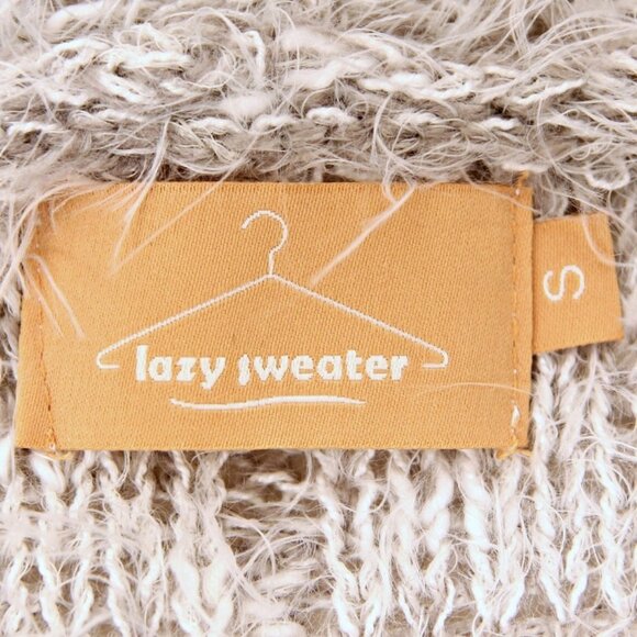 Lazy Sweater Fuzzy Fringe Open Cardigan Gray White Women Size S - Picture 8 of 9